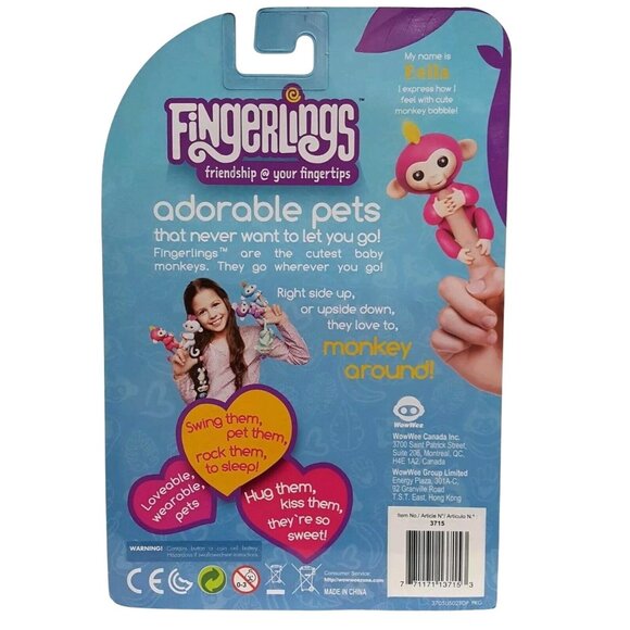 WowWee Fingerlings Interactive Baby Monkey Bella Pink 2016 With Stand 5" NEW - Picture 4 of 9